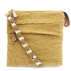 Salvatore Ferragamo shoulder bag Vala bracket canvas �~ leather Authentic used